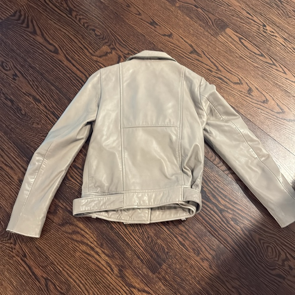 Maje Tan Leather Jacket Classic Style - Picture 4 of 4